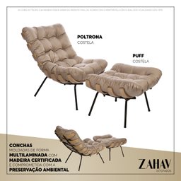Poltrona Costela com Puff Capuccino - Zahav Estofados - 4