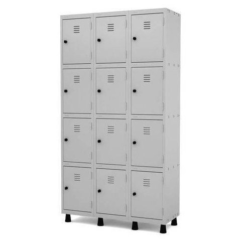 Roupeiro de Aço com 12 Portas - 1,93x1,03x0,40M - Cinza - Pandin