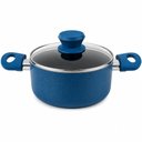 Ver imagem 3 de Panela Cerâmica Antiaderente 18cm Azul Tampa Vidro