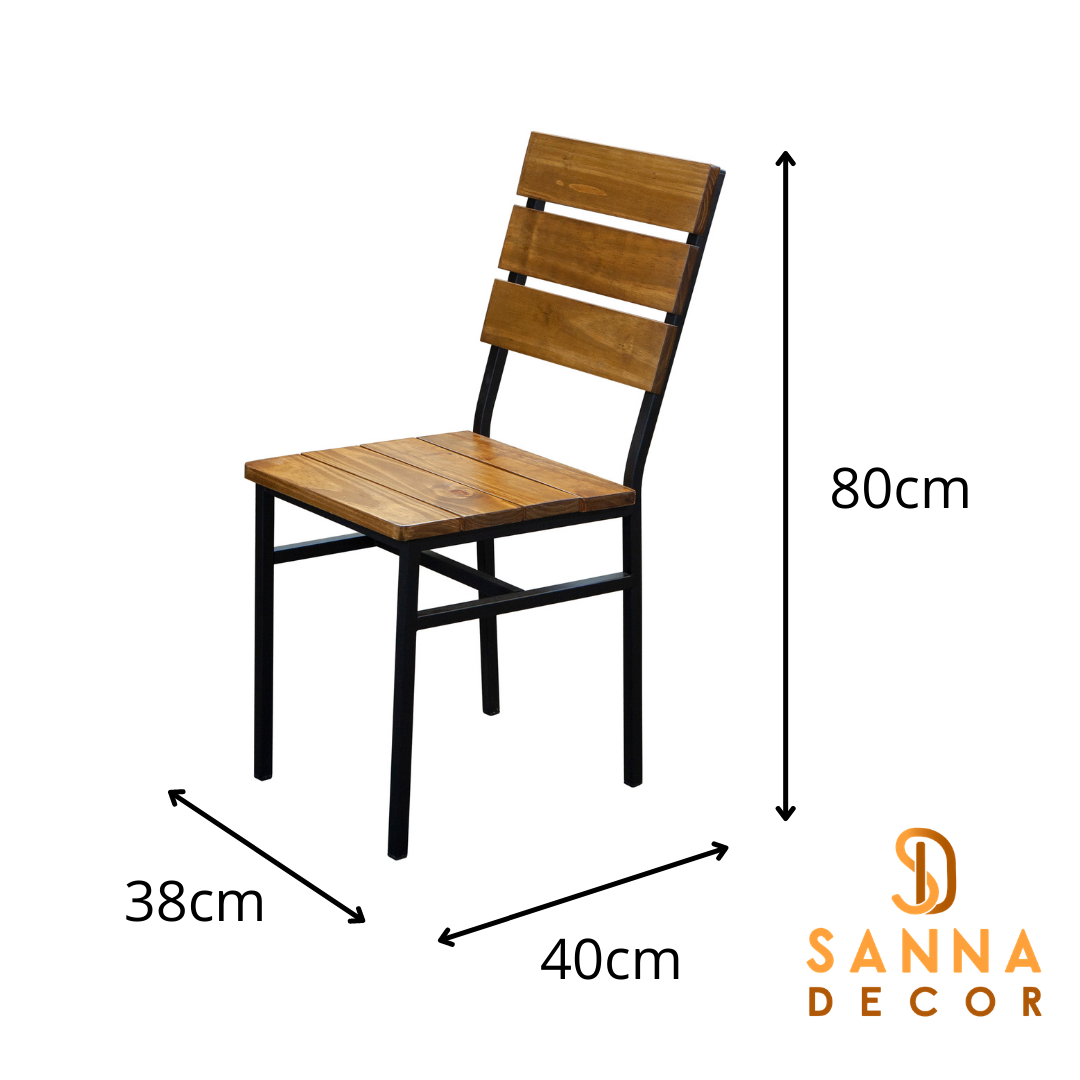 Kit 2 Cadeiras De Jantar Industrial Madeira Vazada Metal Base Ferro - 8