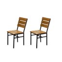 Ver imagem 1 de Kit 2 Cadeiras De Jantar Industrial Madeira Vazada Metal Base Ferro