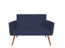 Ver imagem 2 de Namoradeira Decorativa Nina Capitonê Suede Azul Marinho 2 Lugares Pés Madeira Ms Decor