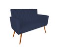 Ver imagem 1 de Namoradeira Decorativa Nina Capitonê Suede Azul Marinho 2 Lugares Pés Madeira Ms Decor
