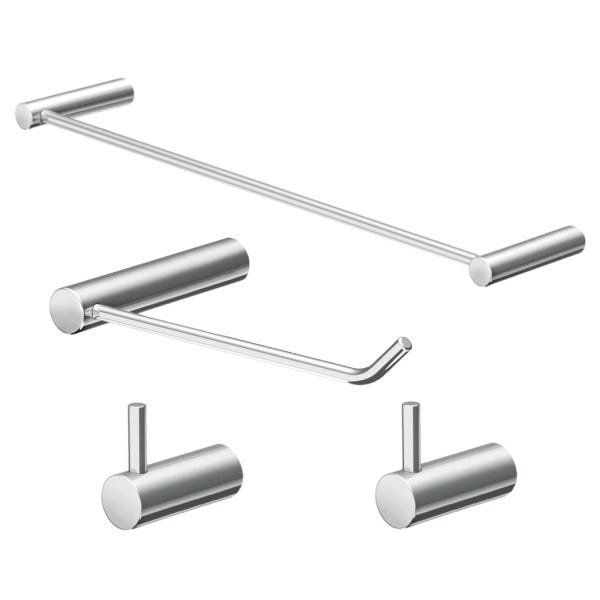 Kit Acessórios Cromo para banheiro metal polido Grego - 1