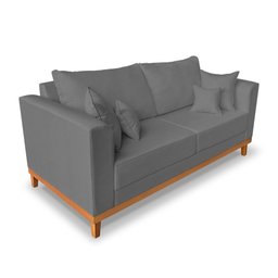 Kit Sofá 3 Lugares e 2 Poltronas Beny Viena Para Recepção Linho Grafite - Madeira Prima Deccor - 3