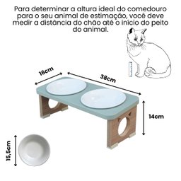Comedouro Elevado Duplo Gato Pet Mdf Colors Verde - 2