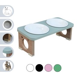 Comedouro Elevado Duplo Gato Pet Mdf Colors Verde - 1