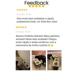 Comedouro Elevado Duplo Gato Pet Mdf Colors Verde - 6