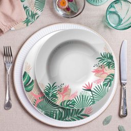 KIT/JOGO 4 PRATOS FUNDOS CAPRI FLORESTA URBANA GERMER PORCELANAS - 3