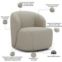 Ver imagem 6 de Sofá 2 Lugares 170cm com Poltrona Giratória Orgânica Heidy F04 Linho Bege - Lyam Decor