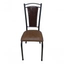 Ver imagem 6 de Kit 6 Cadeira Paris Cozinha Tubular Aço Preto Craquelado Estofada Encosto Junco