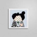 Ver imagem 2 de Quadro Decorativo Casal De Namorados 20x20cm:Madeira branca