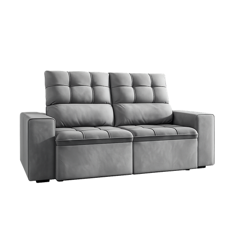 Sofa 2 Lugares Retratil Suede Malibu Estofado - Cinza