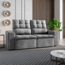 Ver imagem 2 de Sofa 2 Lugares Retratil Suede Malibu Estofado - Cinza