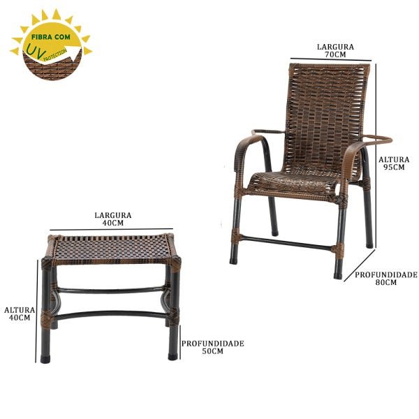 Jogo 4 Cadeiras de Área com Mesa Bela para Área Gourmet, Edícula Jardim, Ferro e Fibra Argila 09 - 2