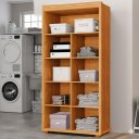 Ver imagem 2 de Armário Multiuso 2 Portas 8 Nichos 1 Prateleira para Lavanderia Quarto ou Escritório:nature