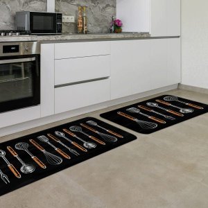 Kit Tapete de Cozinha 2 Peças Utensílios Coloridos Único