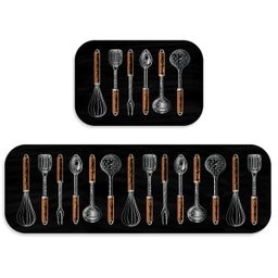 Kit Tapete de Cozinha 2 Peças Utensílios Coloridos Único - 2