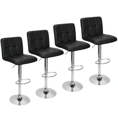 Kit com 4 Banquetas Gomos Confort , Giratoria, com Regulagem de Altura Preta