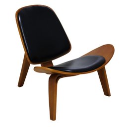 Poltrona Shell Couro Preto - Kasa Sofá - 1