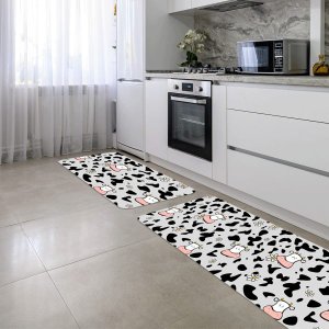 Kit Tapete de Cozinha 2 Peças Cows Único