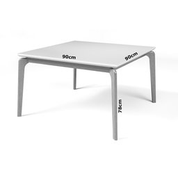 Mesa de Jantar Quadrada 90x90xcm Madeira Maciça Tampo com Vidro Cirrus - Off White/imbuia - 3