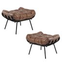 Ver imagem 1 de Kit 2 Puff Decorativo Sala de Estar Costela Base Preta Couro Mel - Gran Belo