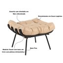 Ver imagem 3 de Puff Decorativo Sala de Estar Costela Base Preta Couro Bege - Gran Belo