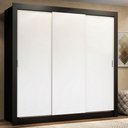 Ver imagem 1 de Guarda-Roupa Casal Madesa Lyon 3 Portas de Correr 2 Gavetas Preto/Branco Cor:Preto/Branco