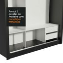 Ver mais imagens de Guarda-Roupa Casal Madesa Lyon 3 Portas de Correr 2 Gavetas Preto/Branco Cor:Preto/Branco