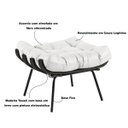 Ver imagem 3 de Puff Decorativo Sala de Estar Costela Base Preta Couro Branco - Gran Belo
