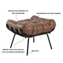 Ver imagem 3 de Puff Decorativo Sala de Estar Costela Base Preta Couro Mel - Gran Belo