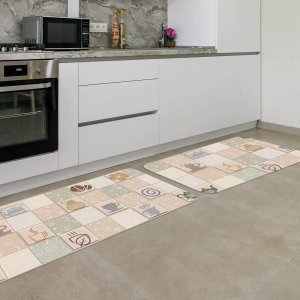 Kit Tapete de Cozinha 2 Peças Kitchen Único