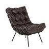Poltrona com Puff Decorativos Sala de Estar Costela Base Preta Couro Marrom - Gran Belo - 8