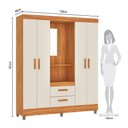 Ver imagem 2 de Guarda-Roupa Vetro 150cm com Espelho Cinamomo/Off White