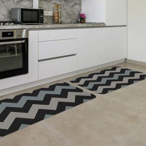 Kit Tapete de Cozinha 2 Peças Chevron Único