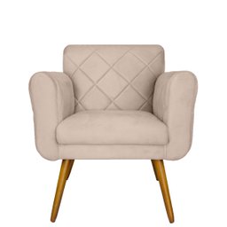 Kit 2 Poltronas Decorativa Sala Recepção Em Tressê Isabella Suede Bege- Dl Decor - 3
