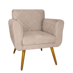 Kit 2 Poltronas Decorativa Sala Recepção Em Tressê Isabella Suede Bege- Dl Decor - 2