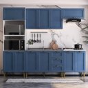 Ver imagem 1 de Armário Cozinha Americana Modulada Completa 260cm 5 Peças com Balcão Multimóveis Cr20495 Branco-