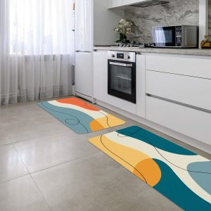 Kit Tapete de Cozinha 2 Peças Geométrico Único