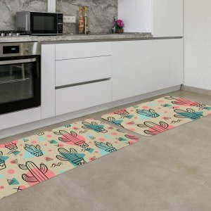 Kit Tapete de Cozinha 2 Peças Cactos Único