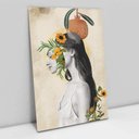 Ver imagem 1 de Quadro Decorativo em Canvas Abstrato Face Flowers - Moldura Madeira - 60 x 40cm