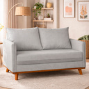 Ver imagem 1 de Sofá 2 Lugares 130cm Living Base de Madeira Bouclé Cinza