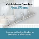 Ver imagem 3 de Cabide Cromado Com 4 Ganchos Em Metal Fixo Para Banheiro