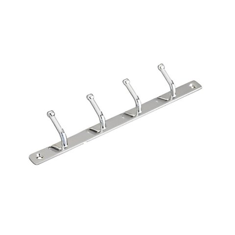 Cabide Cromado Com 4 Ganchos Em Metal Fixo Para Banheiro