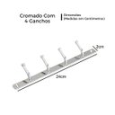 Ver imagem 5 de Cabide Cromado Com 4 Ganchos Em Metal Fixo Para Banheiro