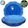 Jogo com 6 Pratos de Vidro Fundo Azul Design Flor 22cm - 3