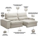 Ver imagem 4 de Sofá Retrátil Reclinável Living 230cm Nápoles F04 Veludo Bege