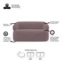 Ver imagem 6 de Kit 02 Poltronas Giratória e 01 Sofá Orgânico Glee 02 Lugares 140cm Veludo Rosê - Desk Design