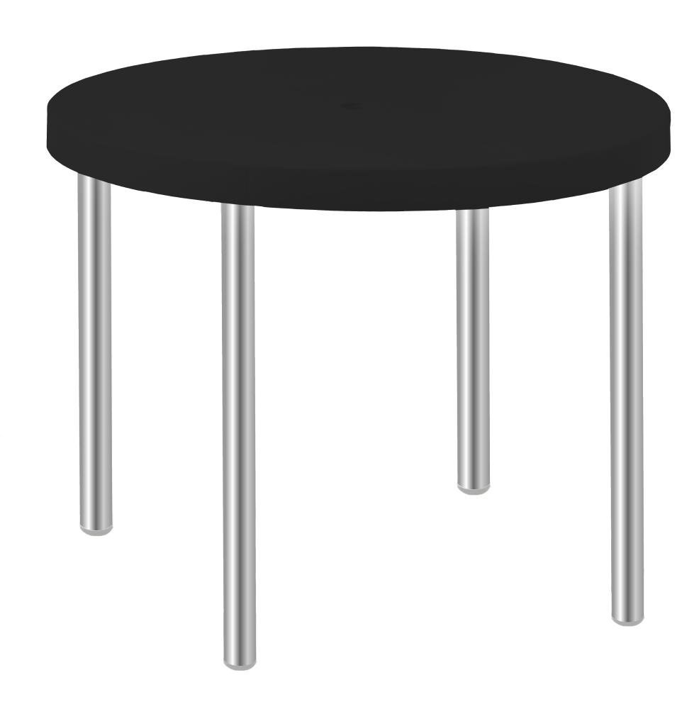 Mesa de Plástico Redonda Preta Pés Aluminio Diâm 90cm Desm - 1